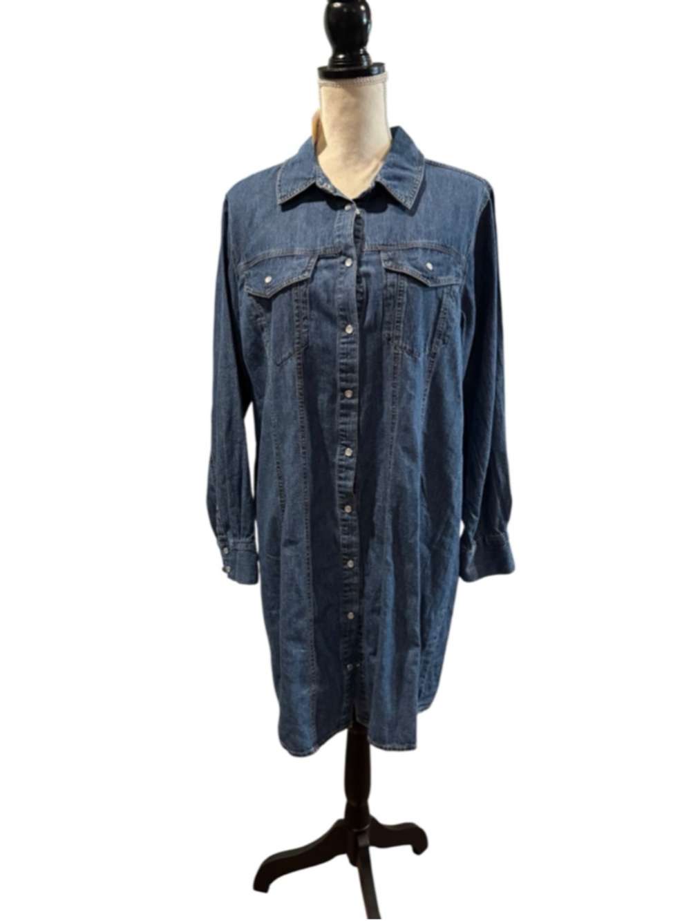 Women's Vintage Threads Blue Denim Long Sleeve Dress XL